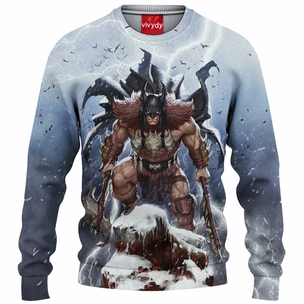 Batman Fighting The Frozen Knitted Sweater