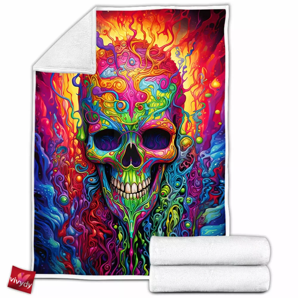 Colorful Skull Fleece Blanket