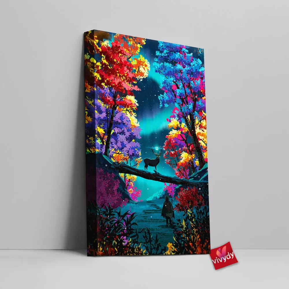 The Forest Deer Canvas Wall Art