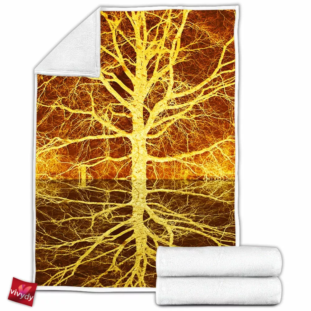 Autumn Ablaze Reflection Fleece Blanket