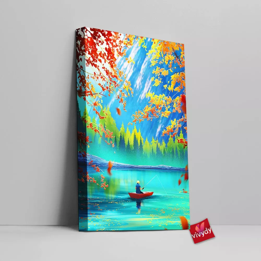 Autumn Boat Canvas Wall Art