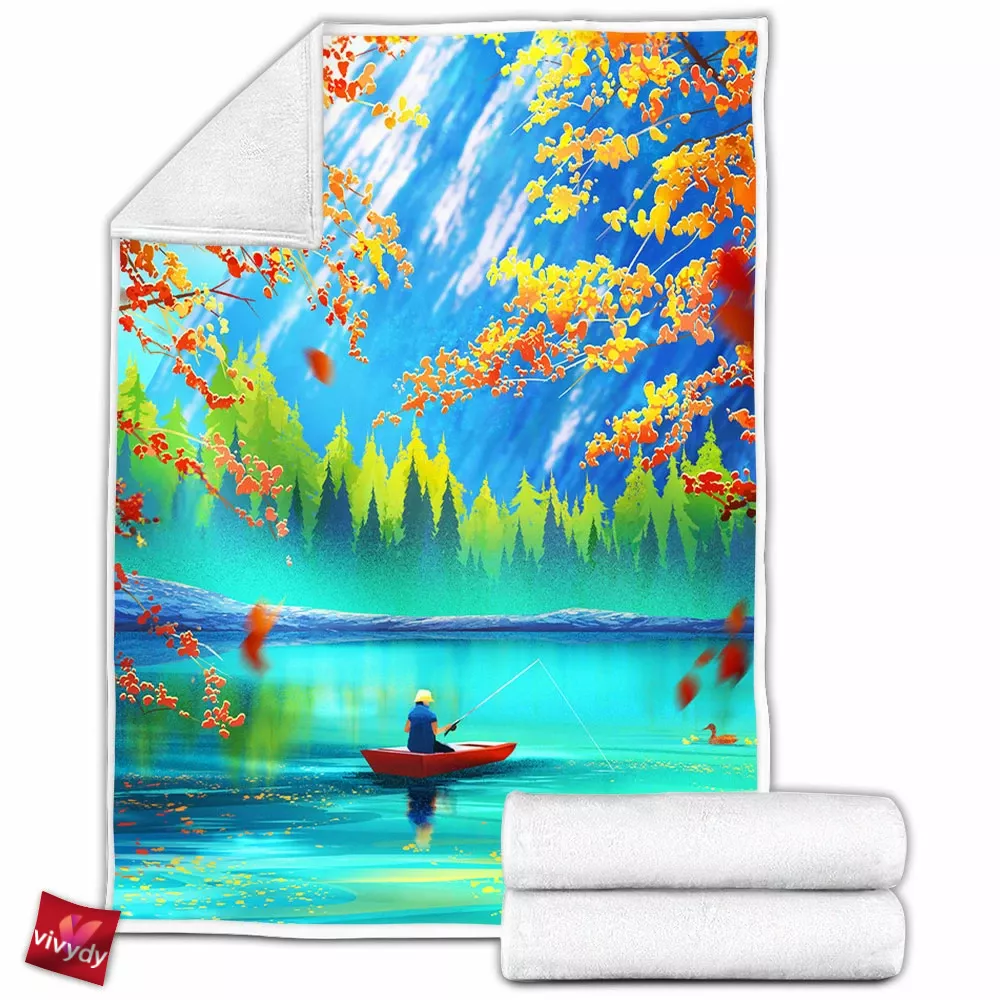 Autumn Boat Fleece Blanket