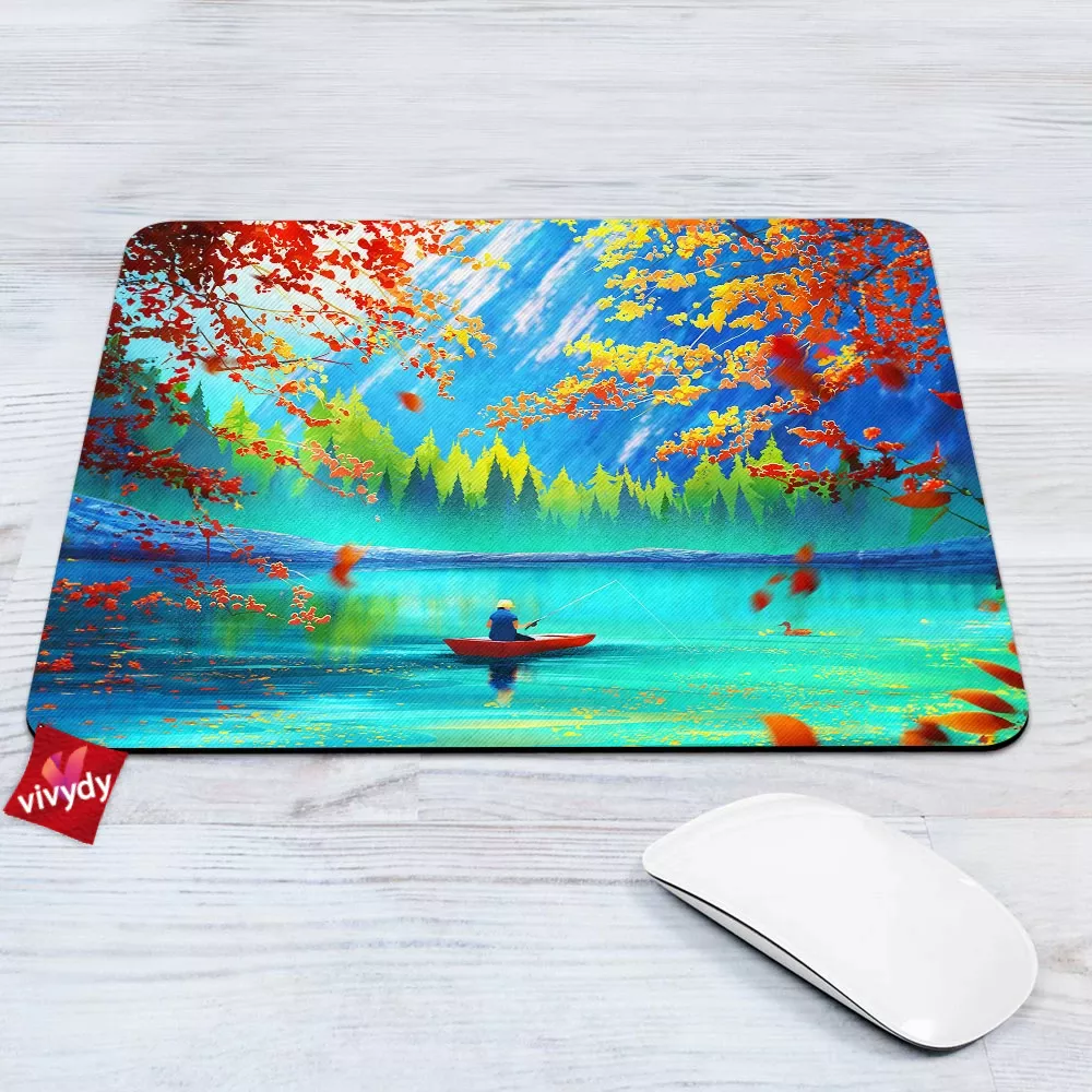 Autumn Boat Mouse Pad