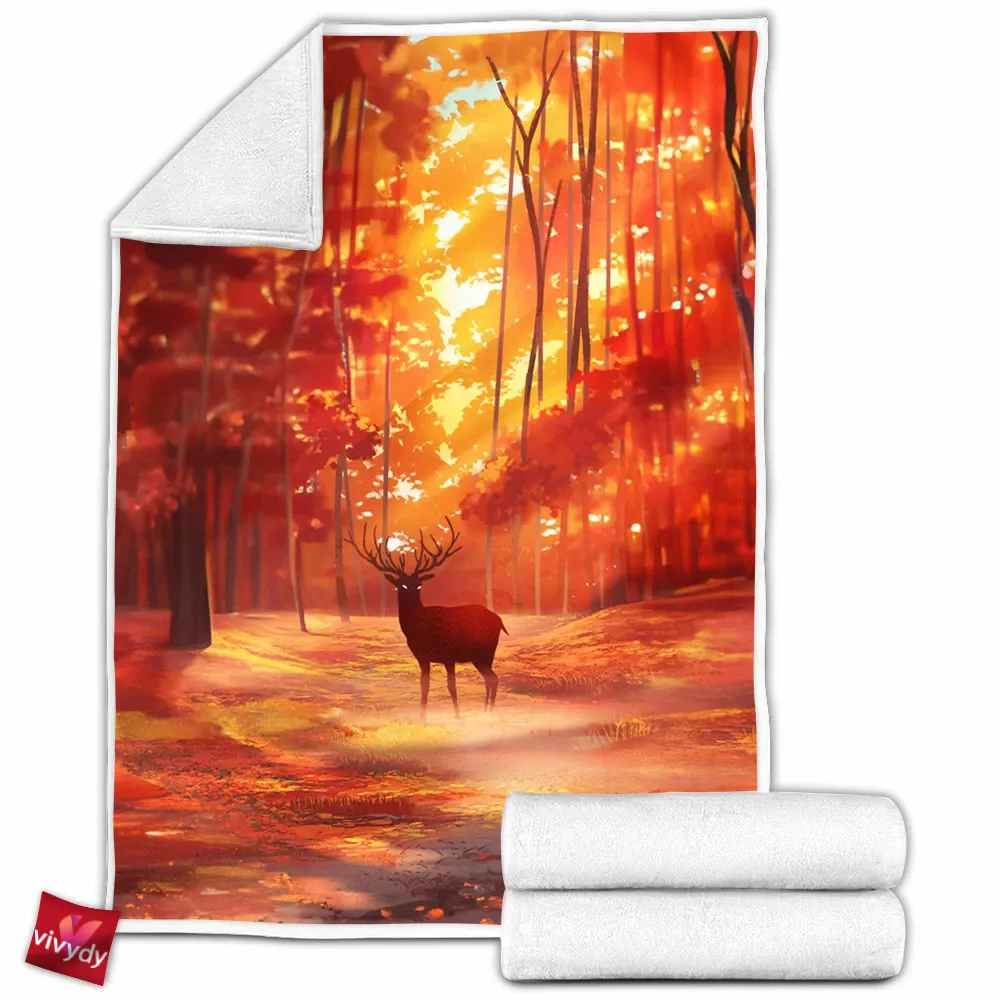 Autumn Stag Fleece Blanket