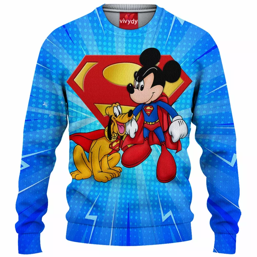 Mickey Mouse And Pluto Animated Knitted Sweater