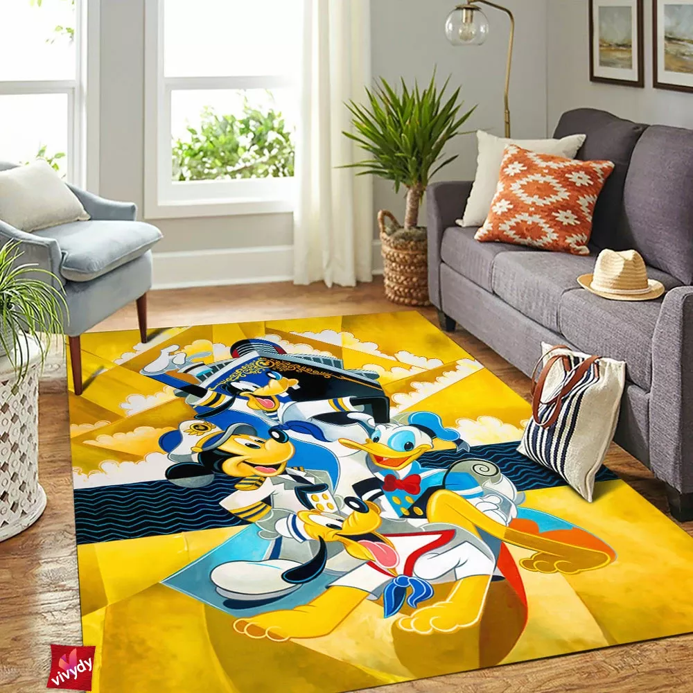 Mickey Mouse Goofy Donald Duck Pluto Animated Rectangle Rug