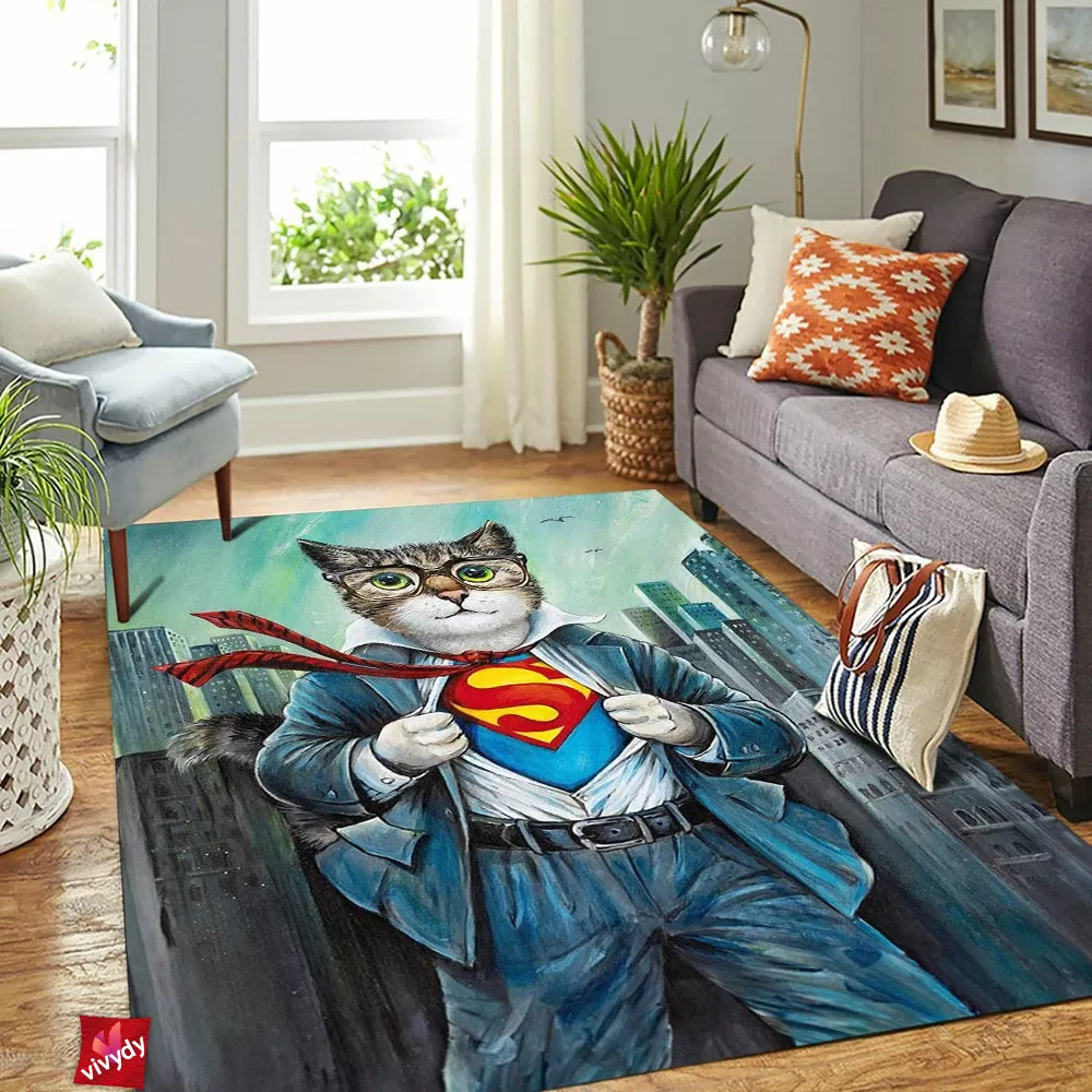 Superman Cat Rectangle Rug