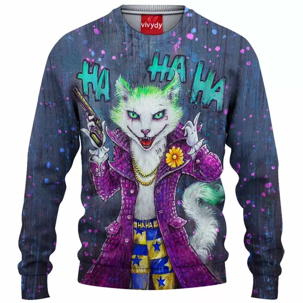 Joker Cat Knitted Sweater