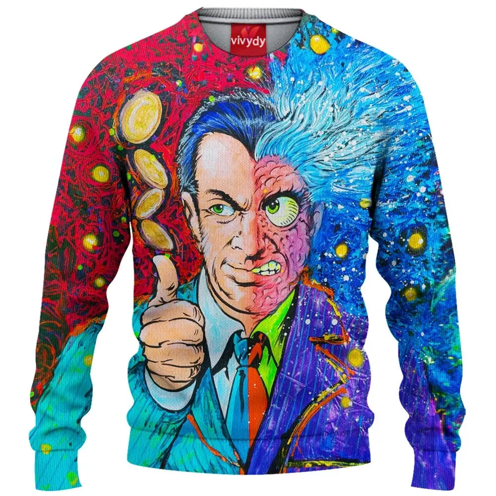 Two Face Comic Knitted Sweater