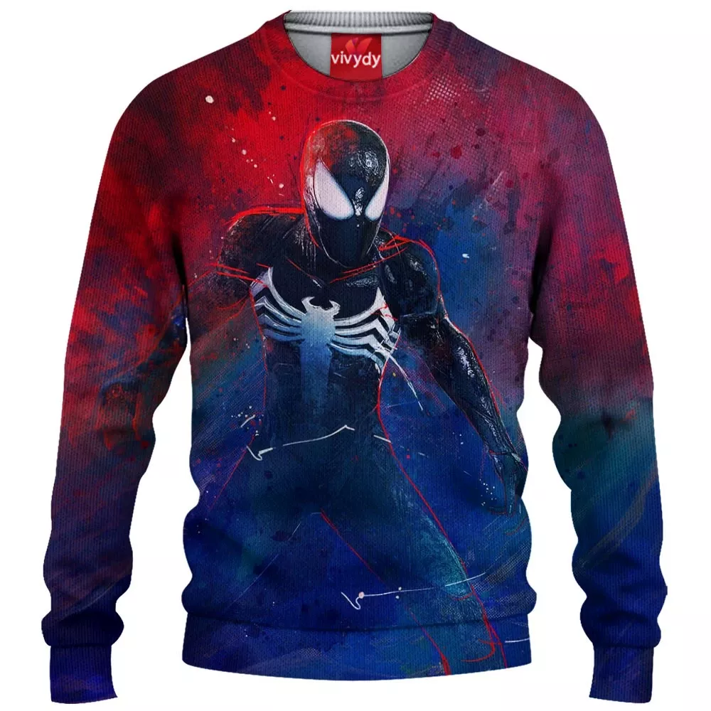 Black Spider-man Knitted Sweater