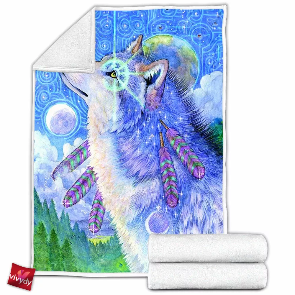 Cosmic Wolf Fleece Blanket