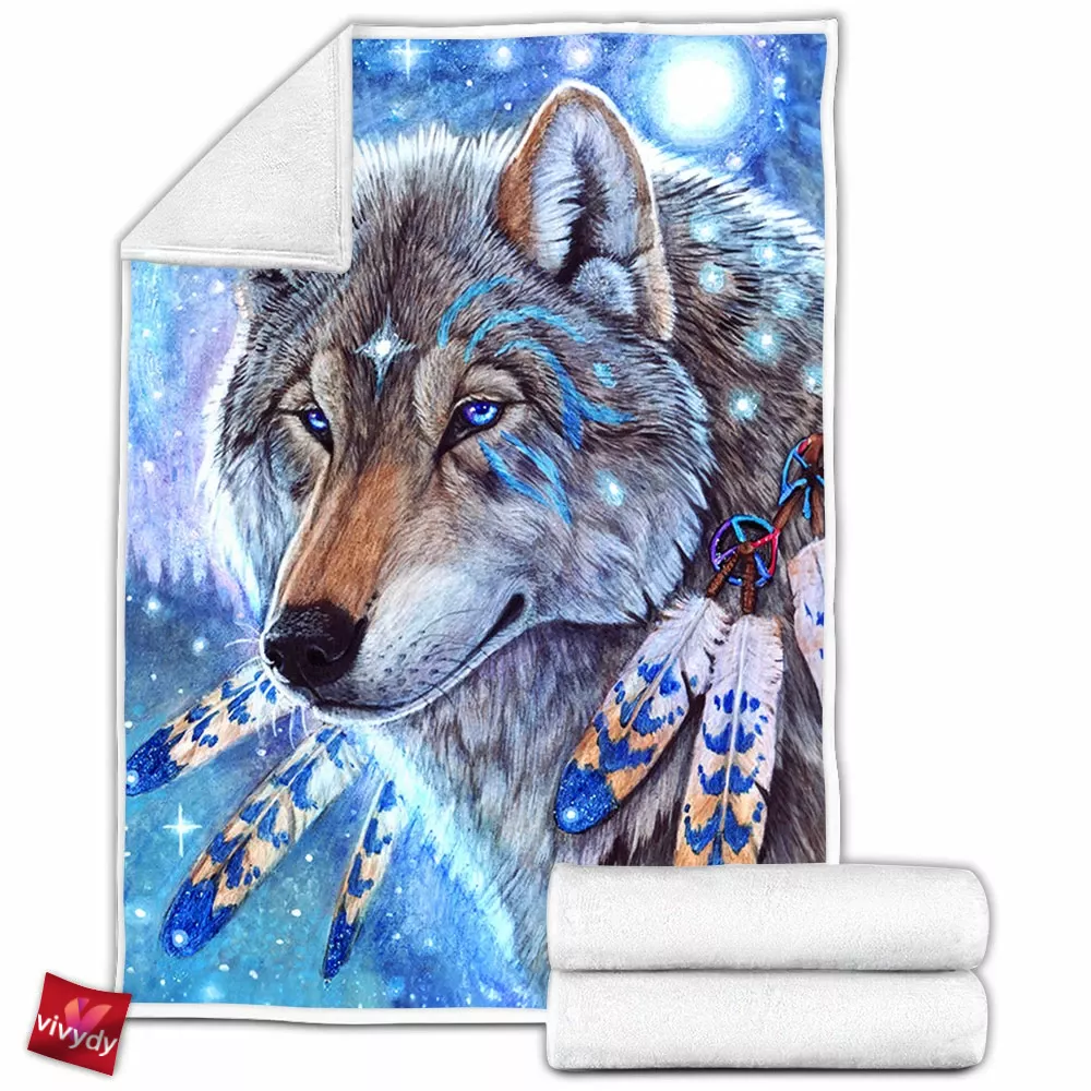 Mystic Spirit Wolf Fleece Blanket