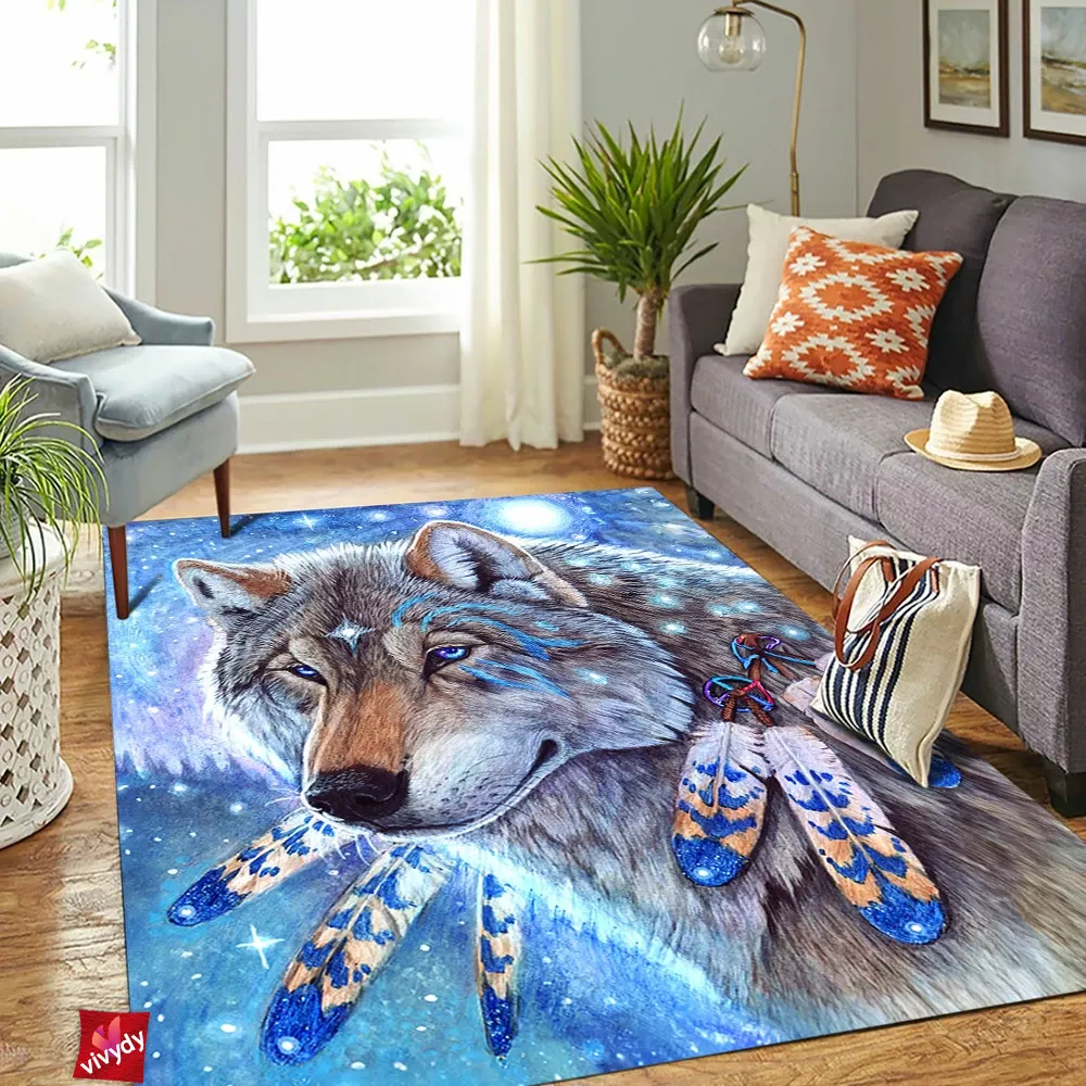 Mystic Spirit Wolf Rectangle Rug