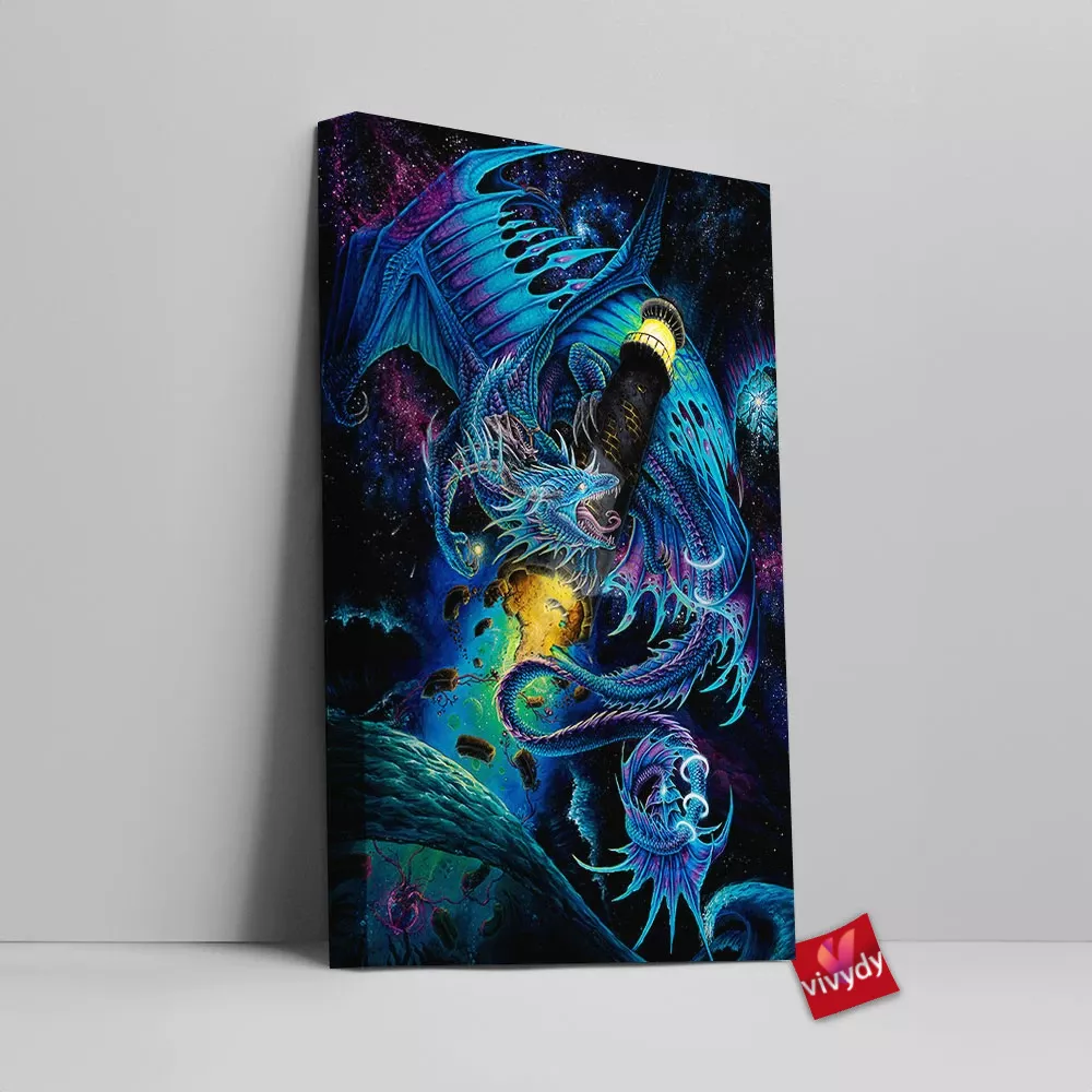 Galaxy Space Dragon Canvas Wall Art