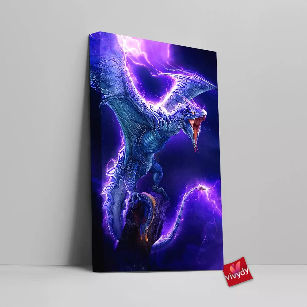 Electric Wyvern Dragon Canvas Wall Art