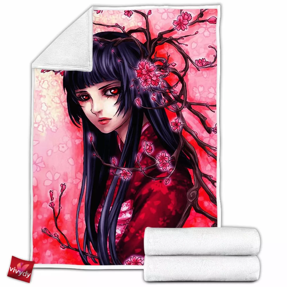 Sakura Maiden Fleece Blanket