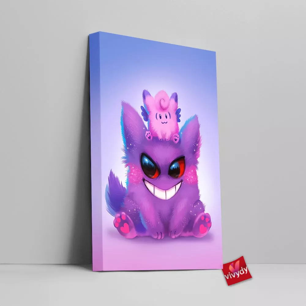 Gengar And Clefable Canvas Wall Art