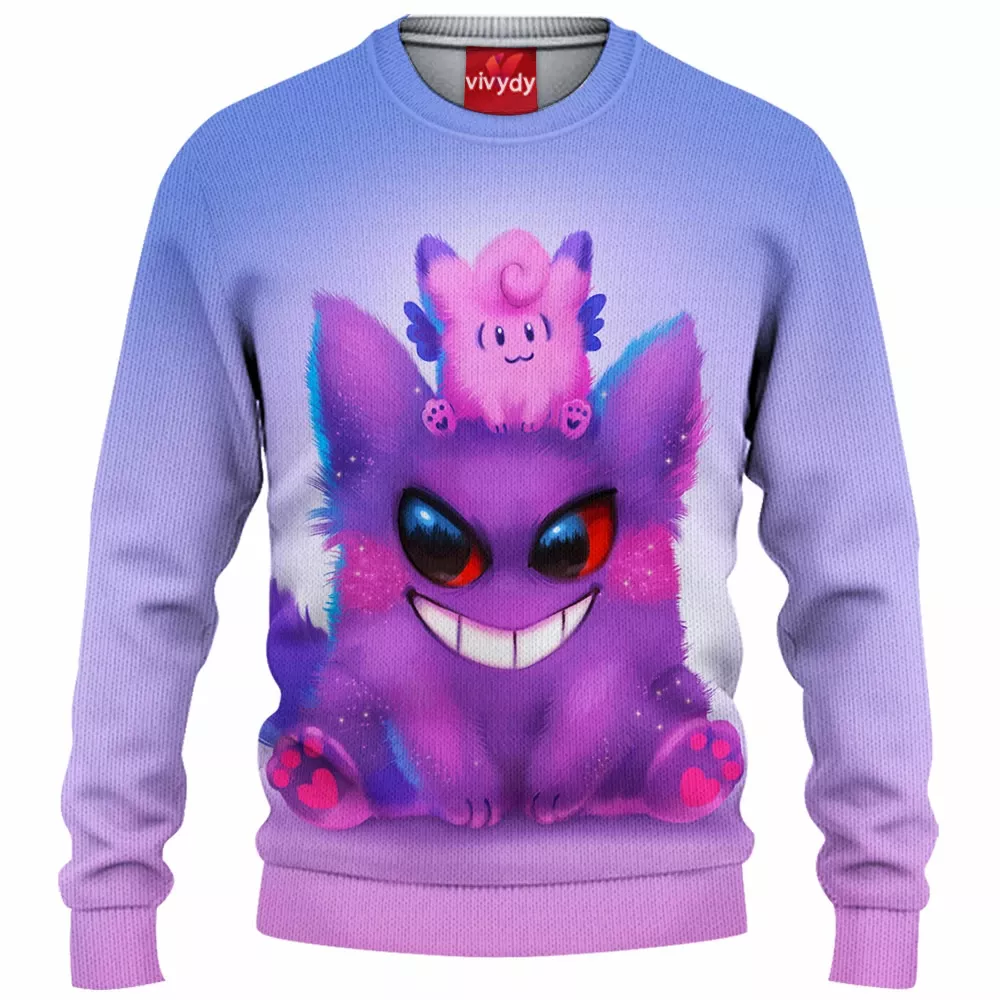 Gengar And Clefable Knitted Sweater