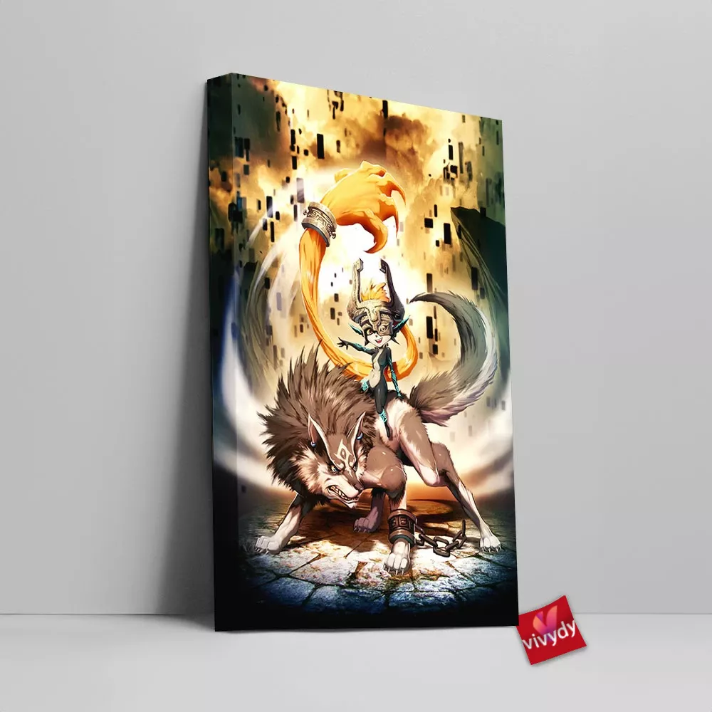 Zelda Midna And Wolf Link Canvas Wall Art