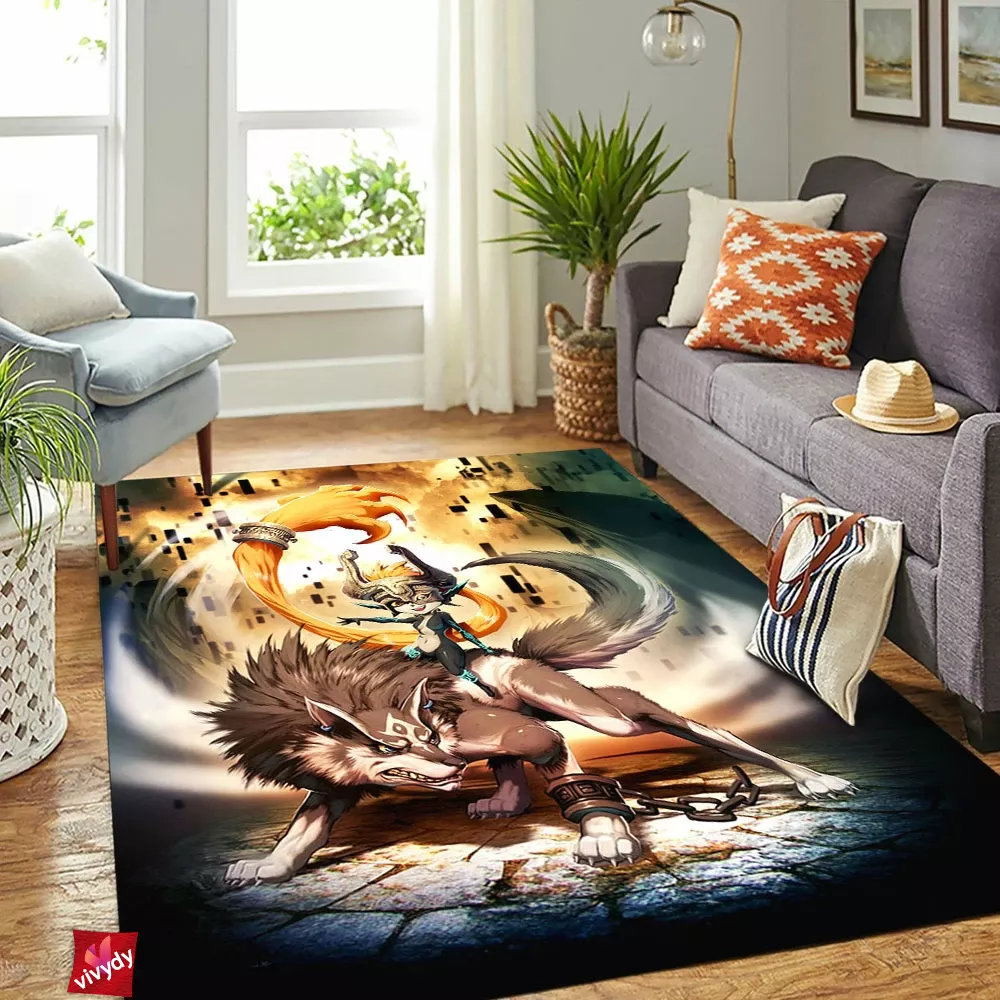 Zelda Midna And Wolf Link Rectangle Rug