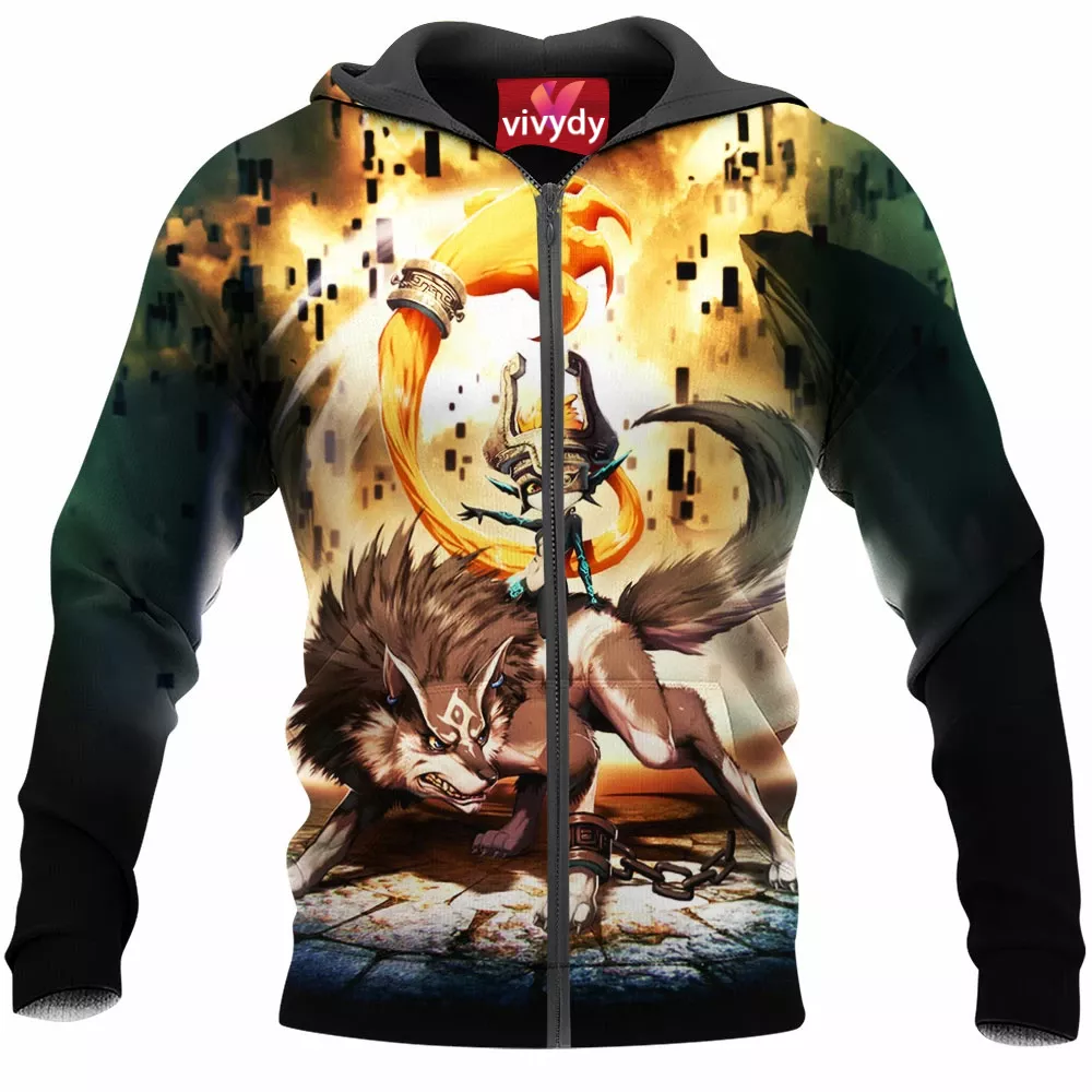 Zelda Midna And Wolf Link Zip Hoodie