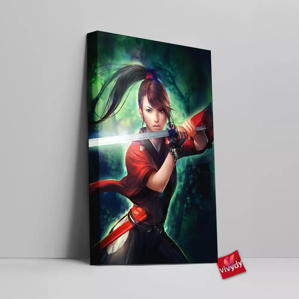 Samurai Girl Canvas Wall Art