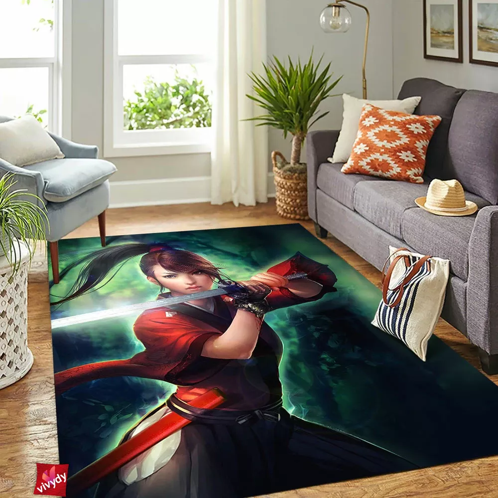 Samurai Girl Rectangle Rug