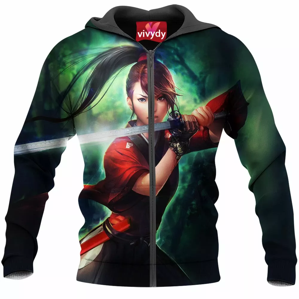 Samurai Girl Zip Hoodie