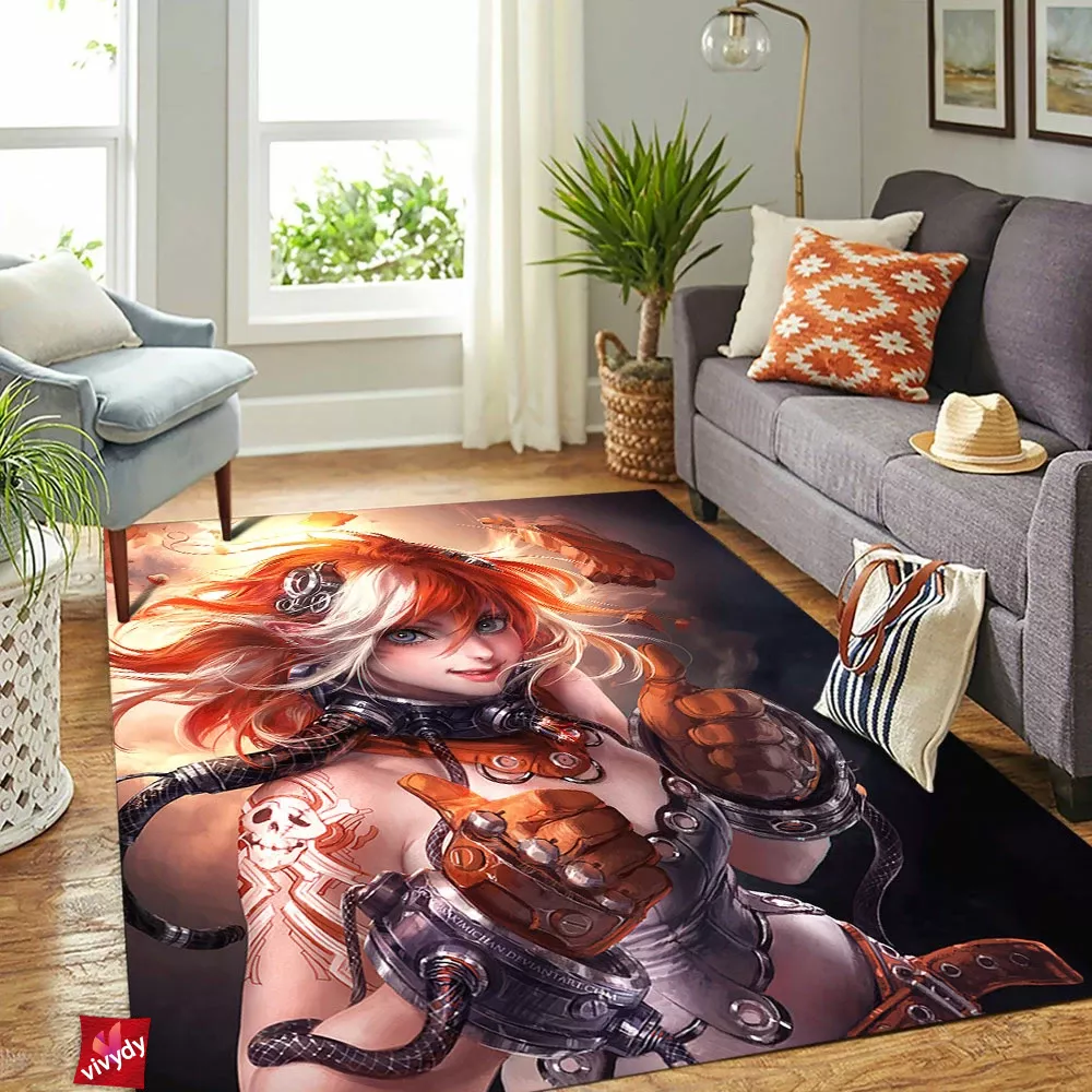 Cyberpunk Girl Rectangle Rug