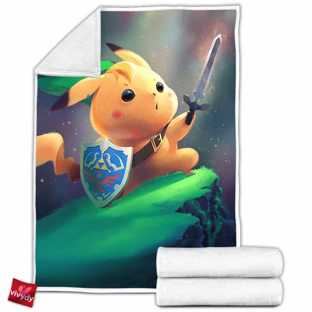 Link Pikachu Fleece Blanket