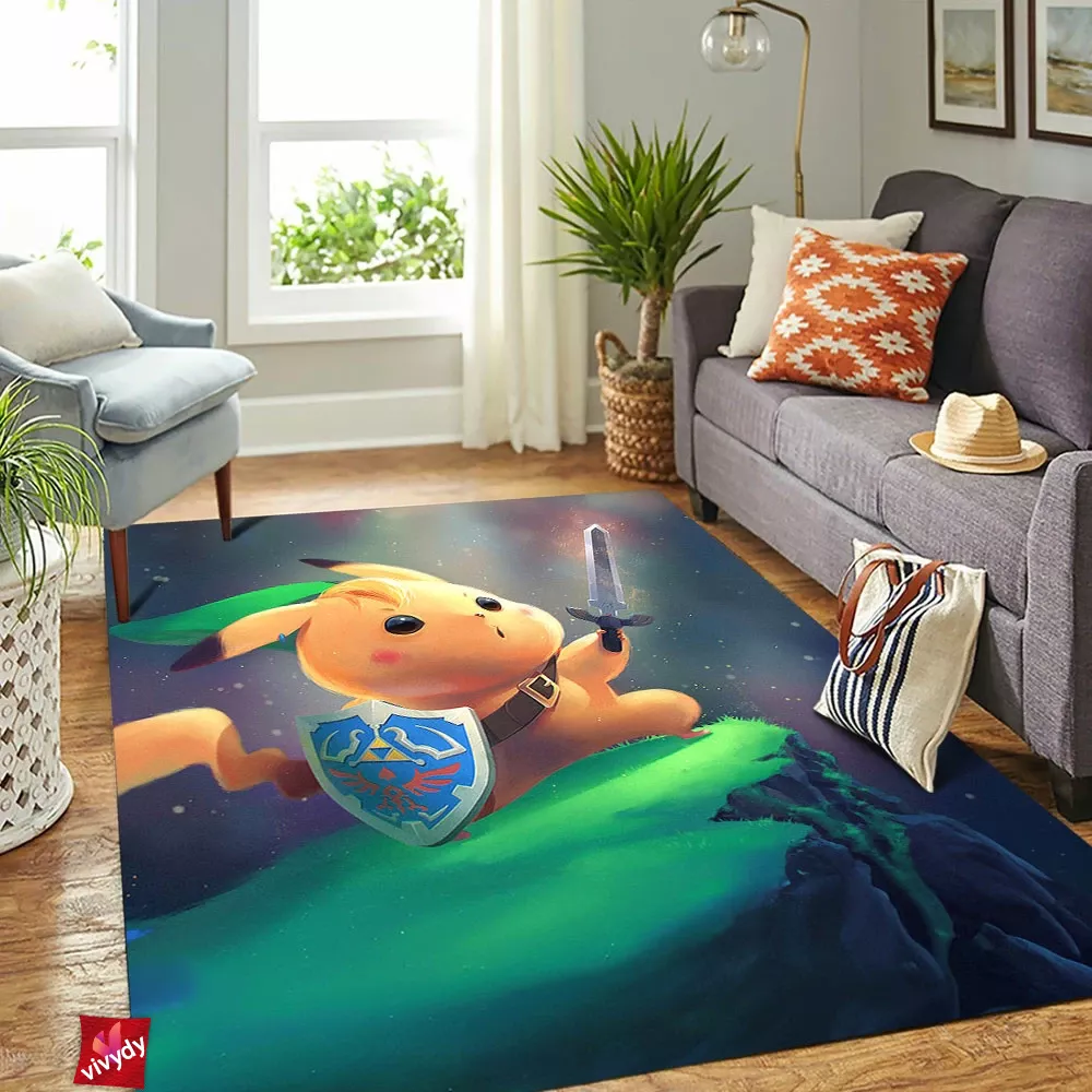 Link Pikachu Rectangle Rug