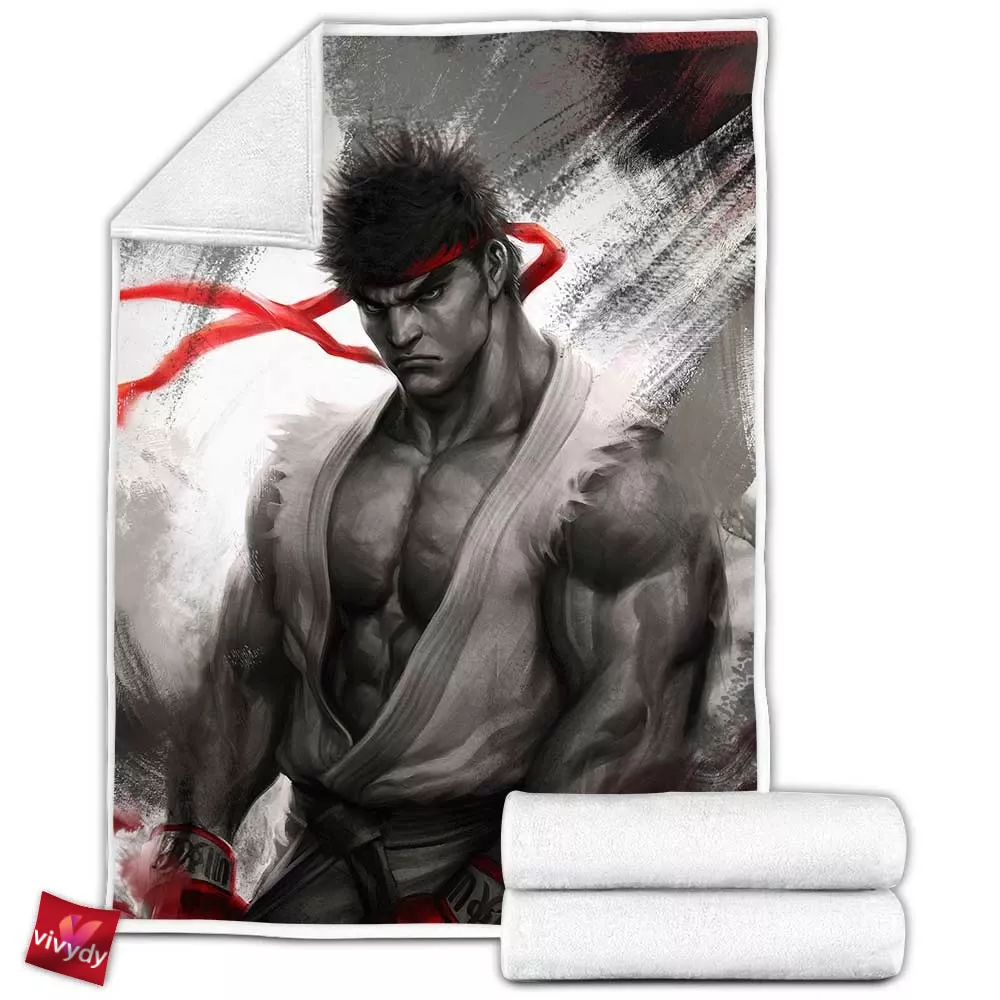 Ryu Street Fighter Fleece Blanket