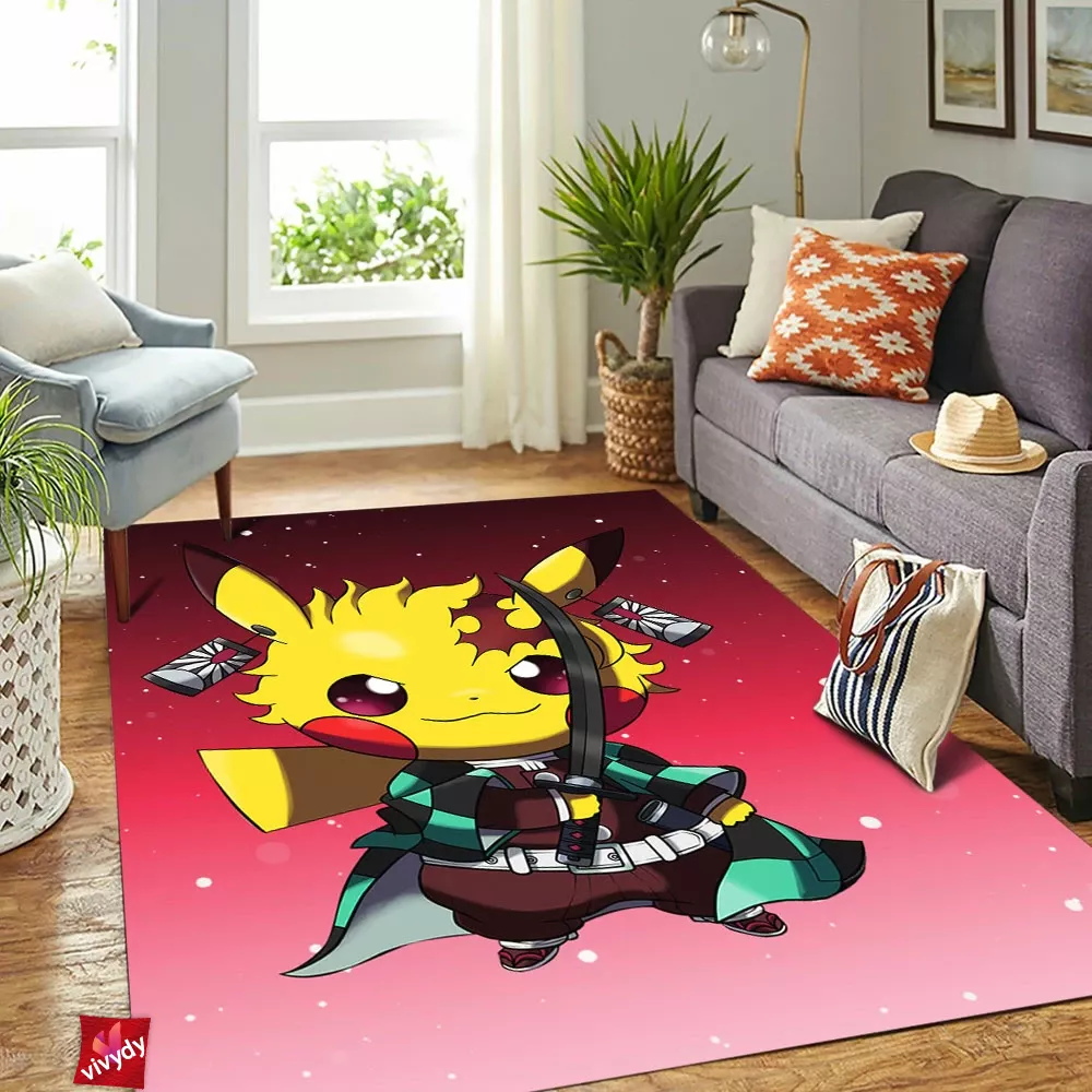 Pikachu Tanjirou Rectangle Rug