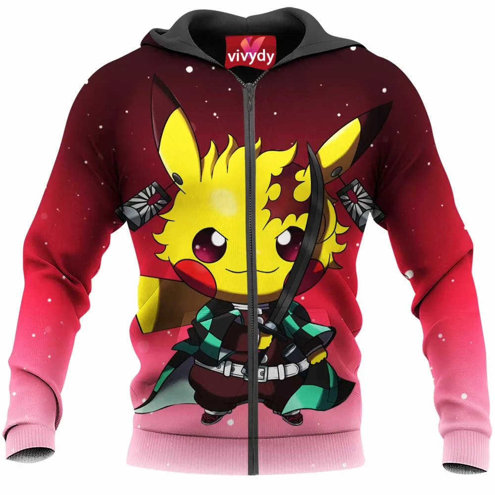 Pikachu Tanjirou Zip Hoodie