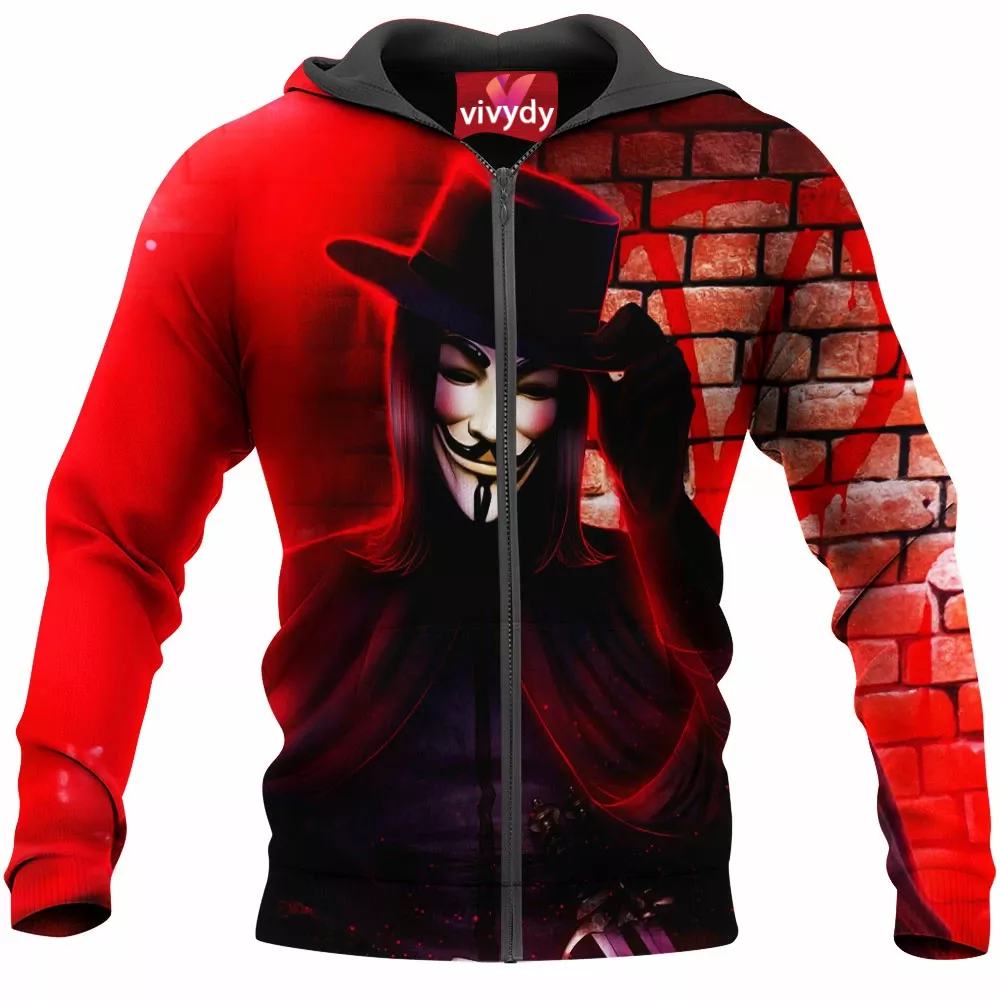 V For Vendetta Zip Hoodie