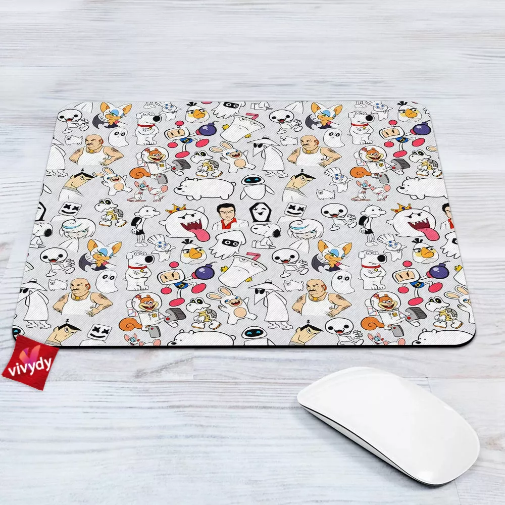 White Characters Mouse Pad