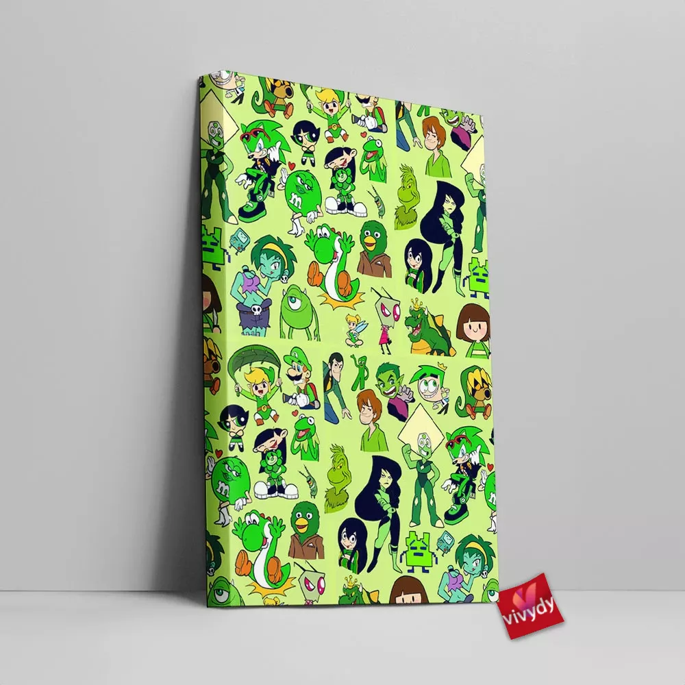 Green Characters Canvas Wall Art