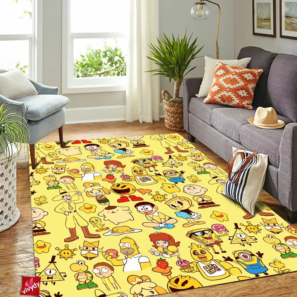 Yellow Characters Rectangle Rug