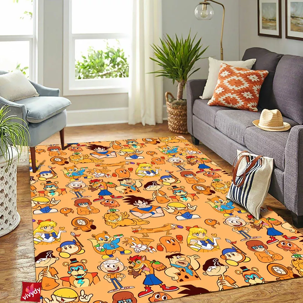 Orange Characters Rectangle Rug