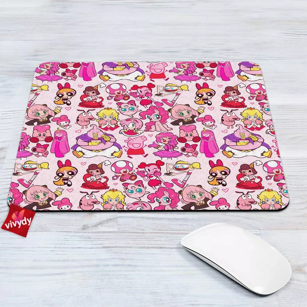 Pink Characters Mouse Pad