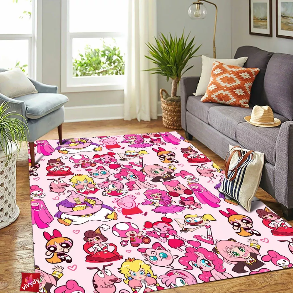 Pink Characters Rectangle Rug