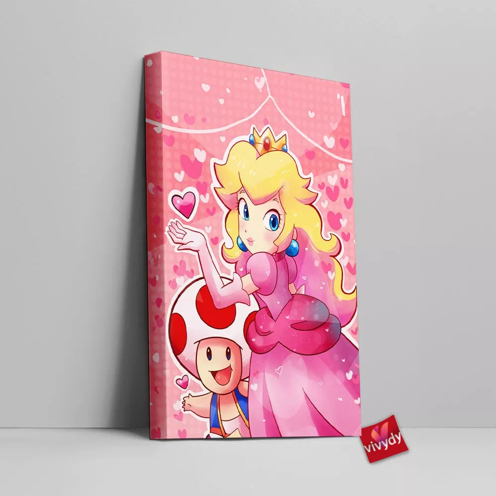 Princess Peach And Toad Canvas Wall Art