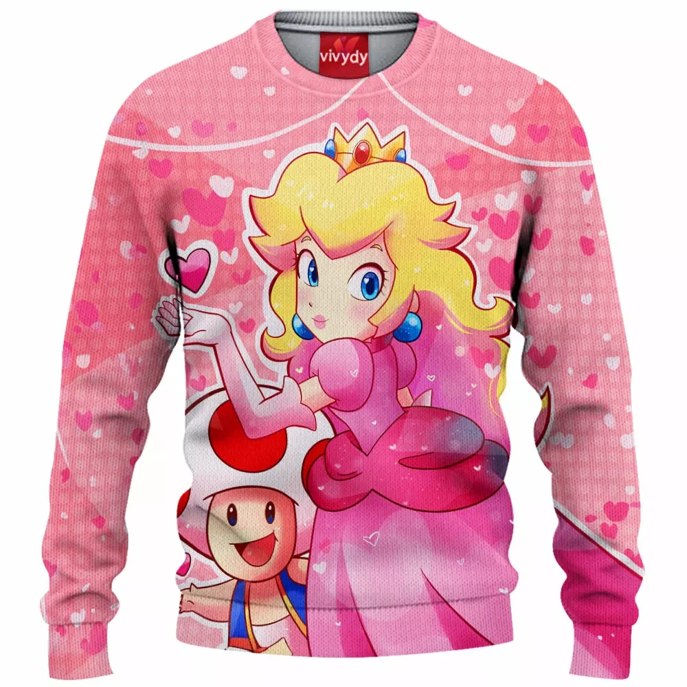 Princess Peach And Toad Knitted Sweater