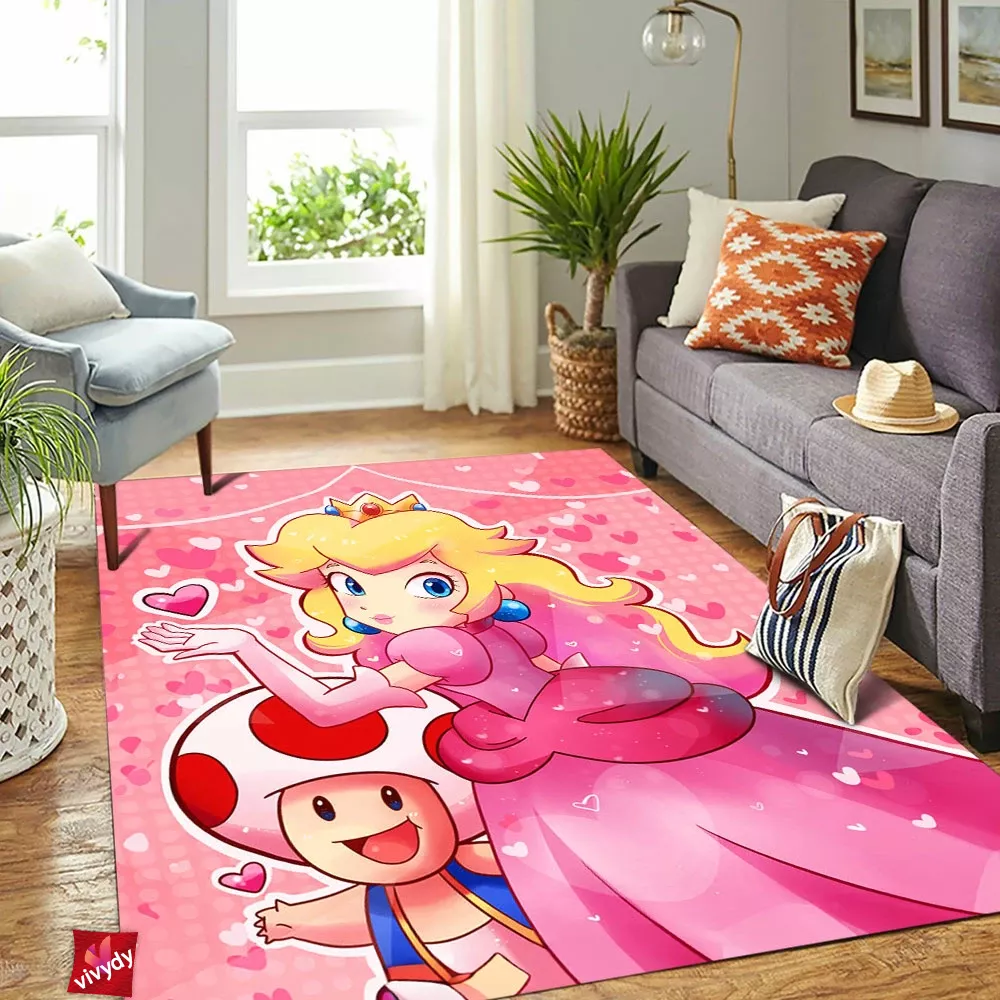 Princess Peach And Toad Rectangle Rug