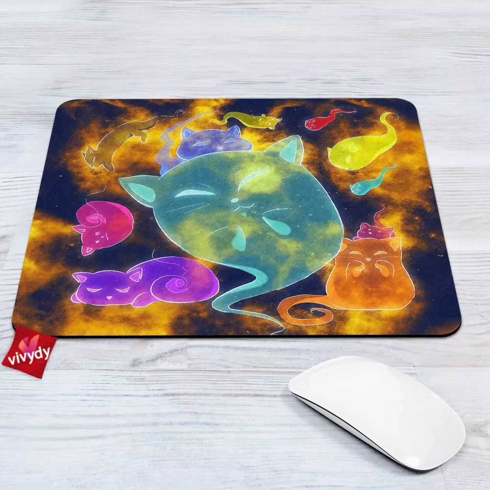 Spooky Galaxy Ghost Cats Mouse Pad