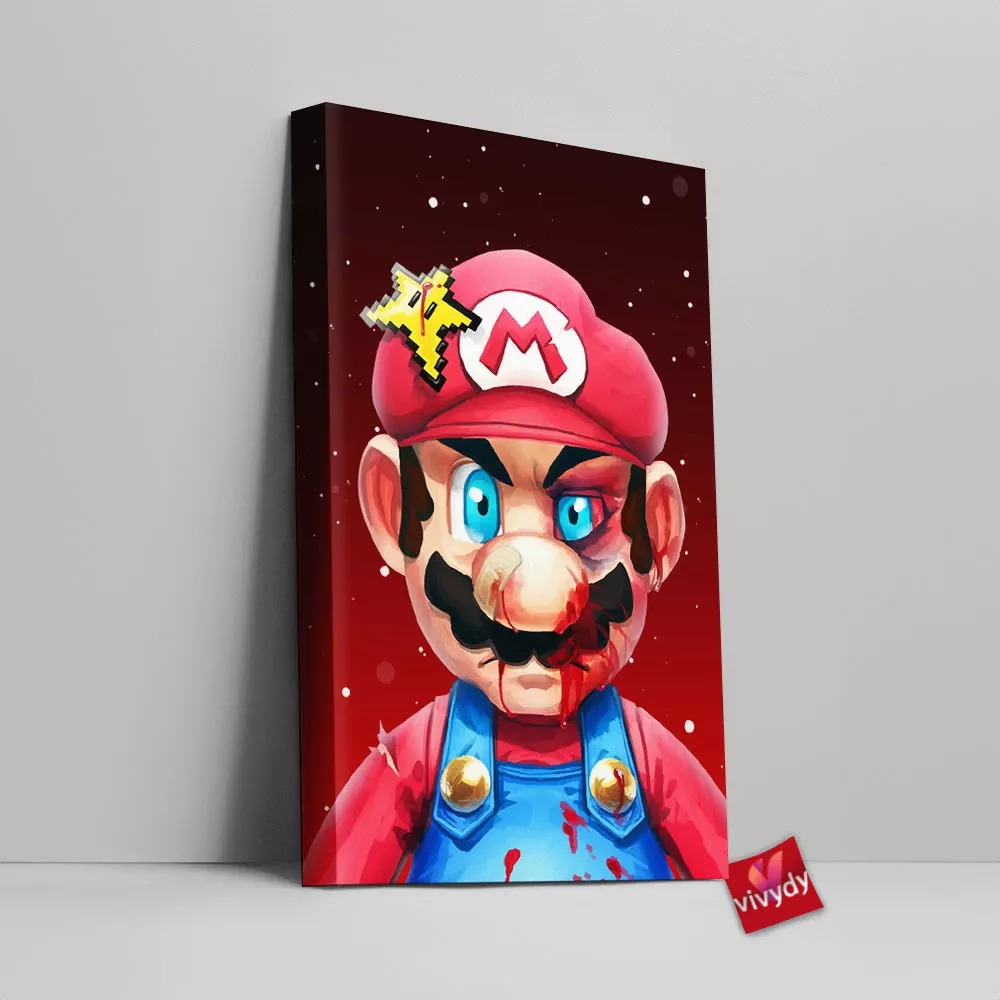 Beat Up Mario Canvas Wall Art