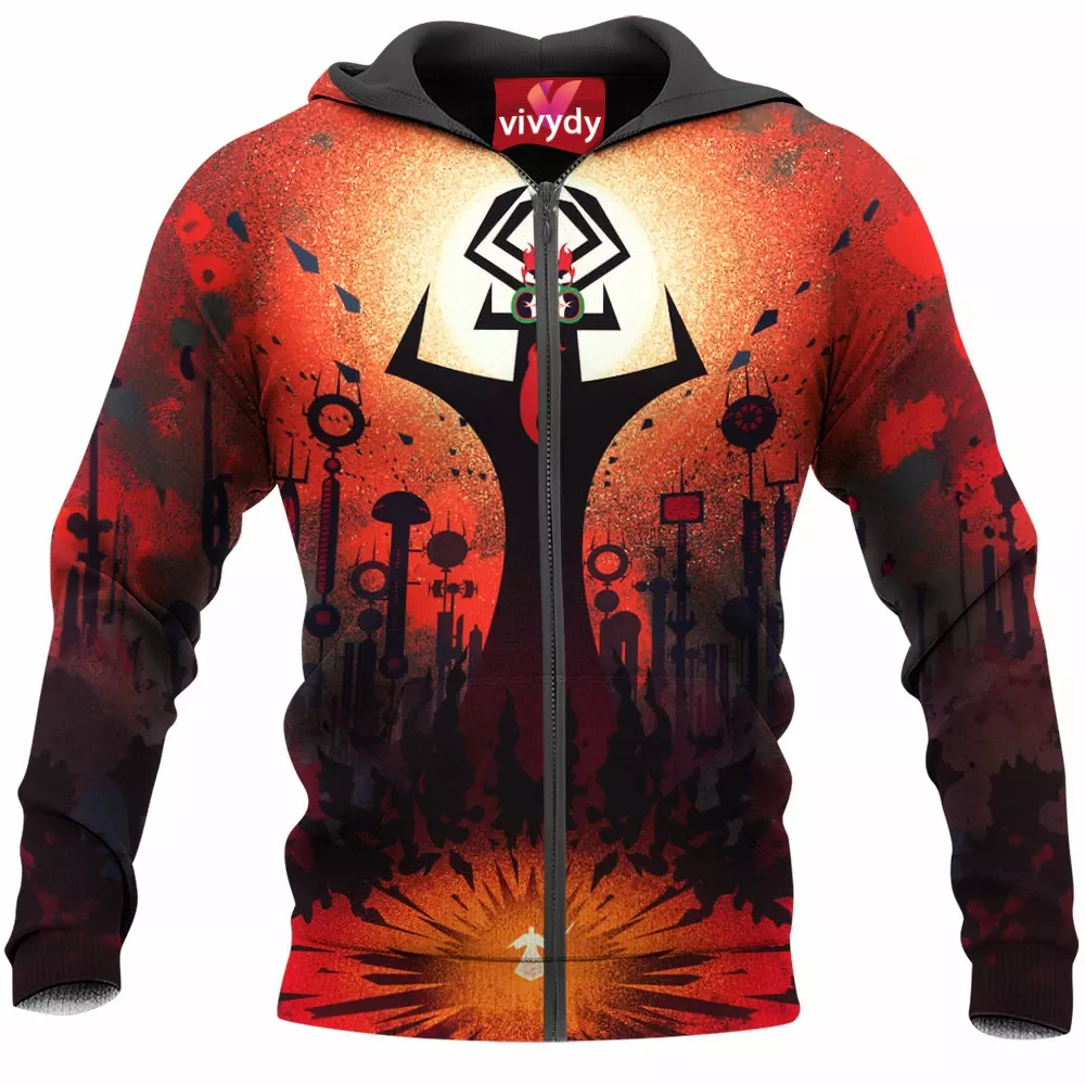 Samurai Jack And Aku Zip Hoodie