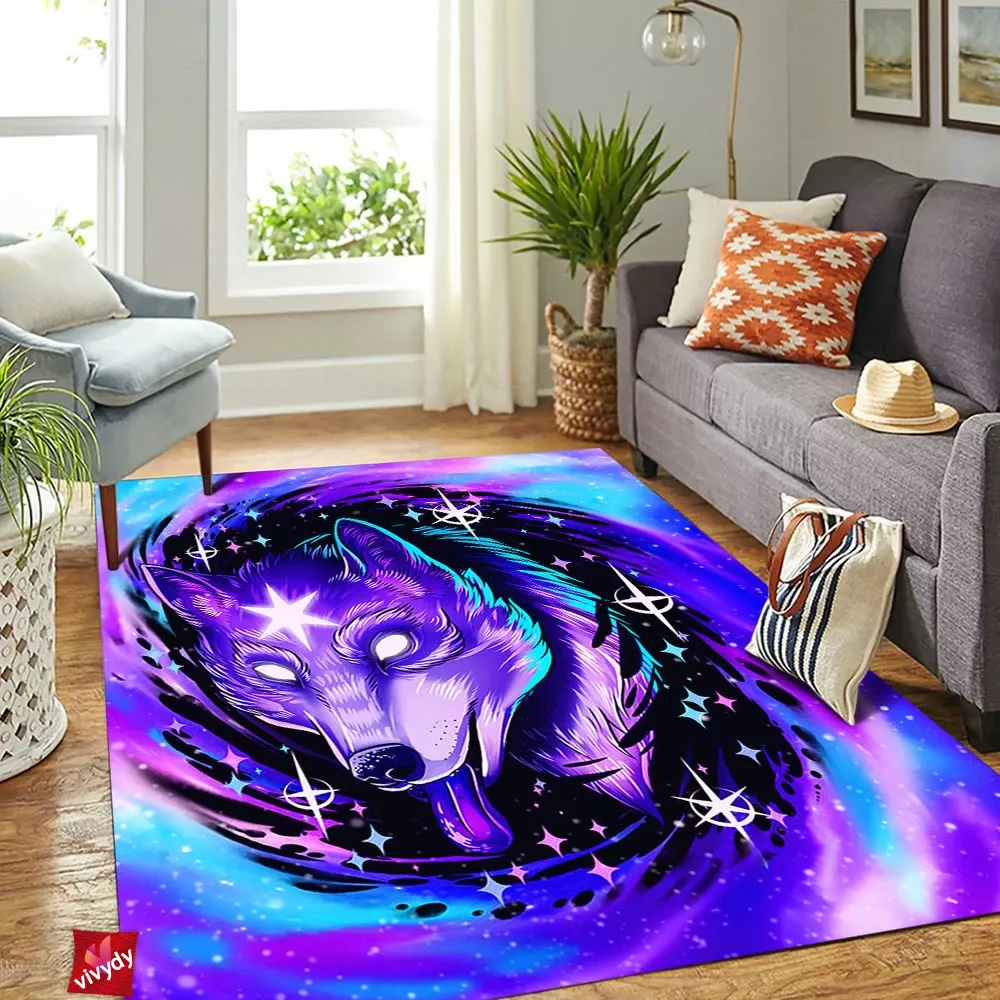 Black Hole Wolf Rectangle Rug