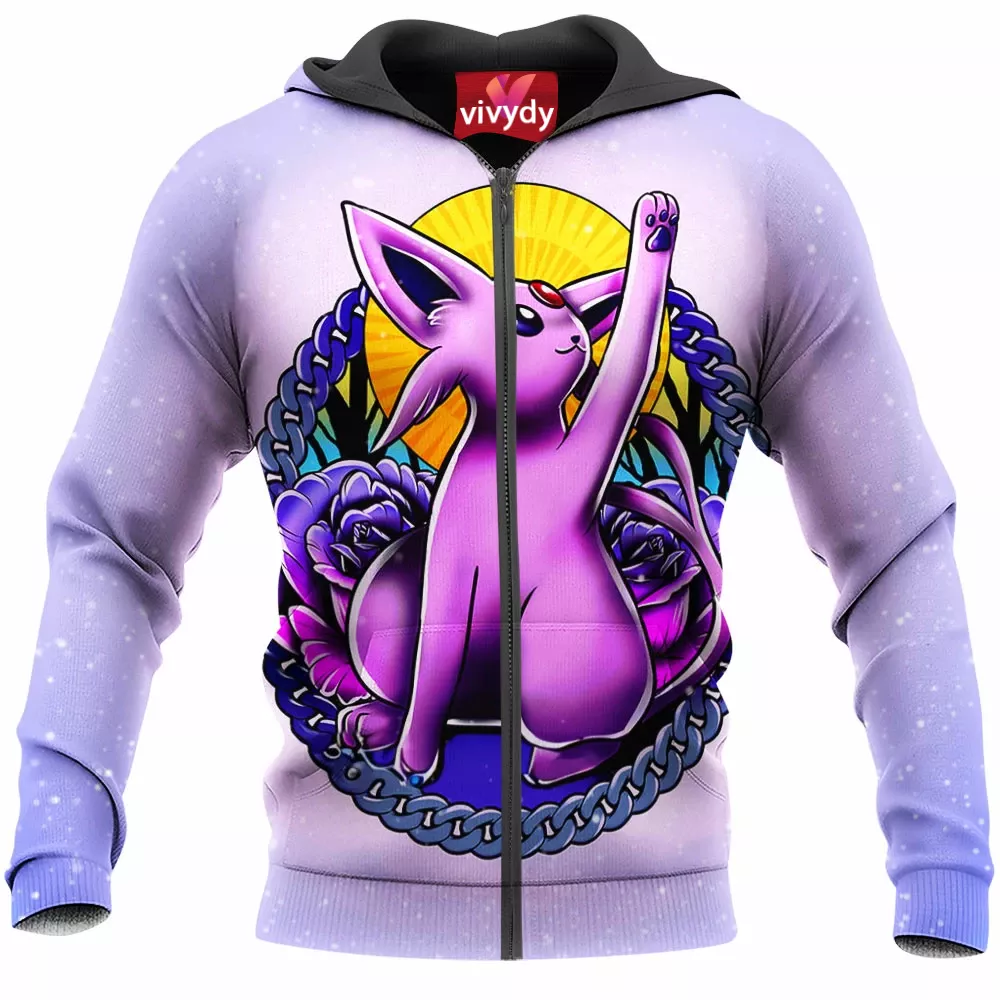 Espeon Tattoo Design Zip Hoodie