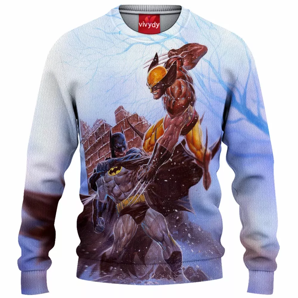 Batman Vs Wolverine Knitted Sweater